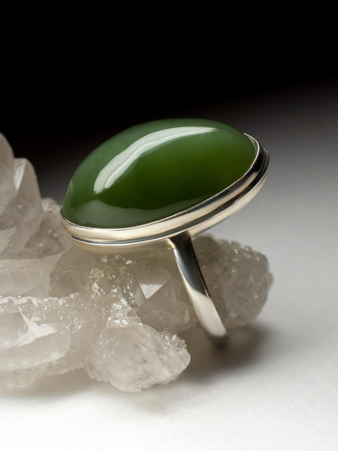 Vinage Jade Ring silver Cat's Eye Chatoyant Effect  For Sale 2