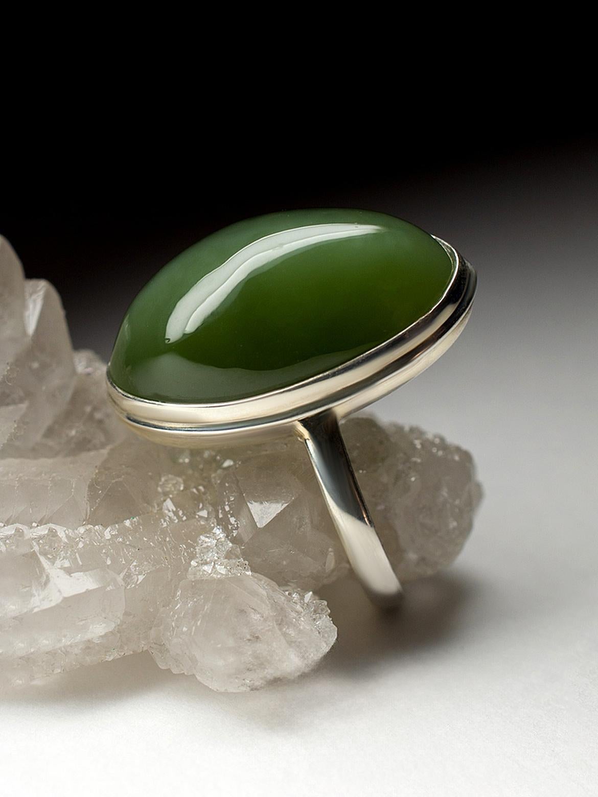 Vinage Jade Ring silver Cat's Eye Chatoyant Effect 1