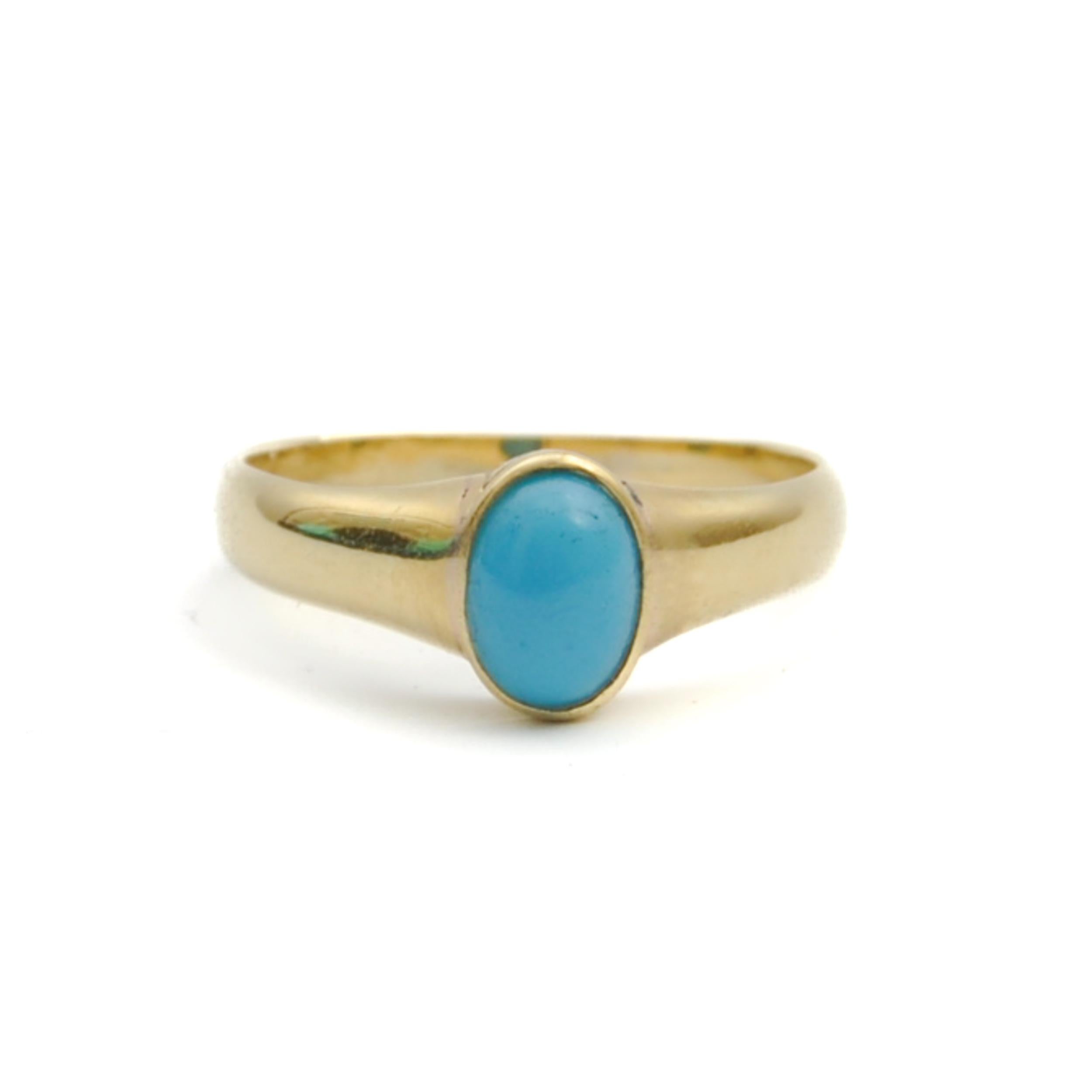 Vintage Turquoise and 14 Karat Gold Ring In Good Condition For Sale In Rotterdam, NL