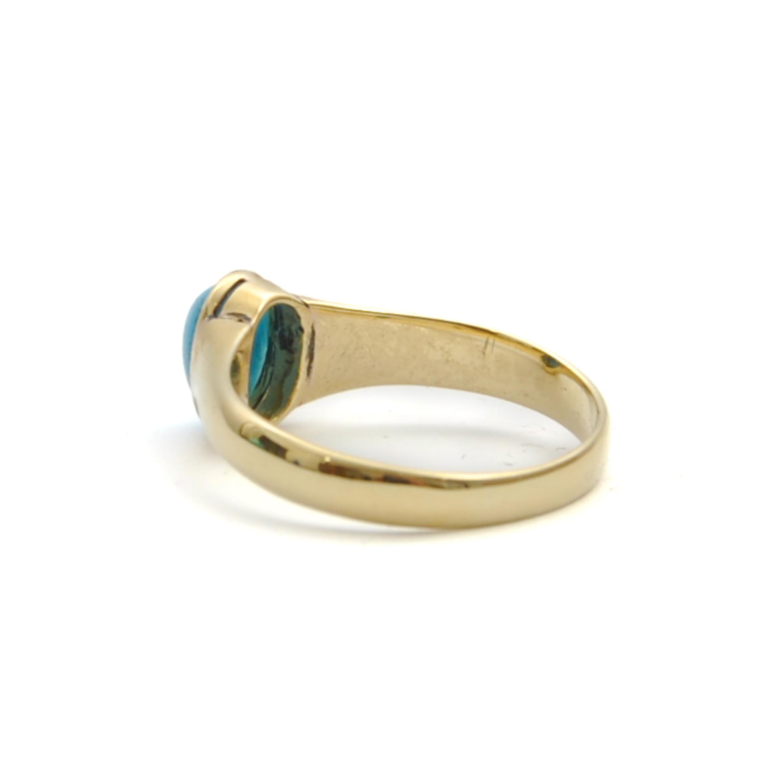Women's Vintage Turquoise and 14 Karat Gold Ring For Sale