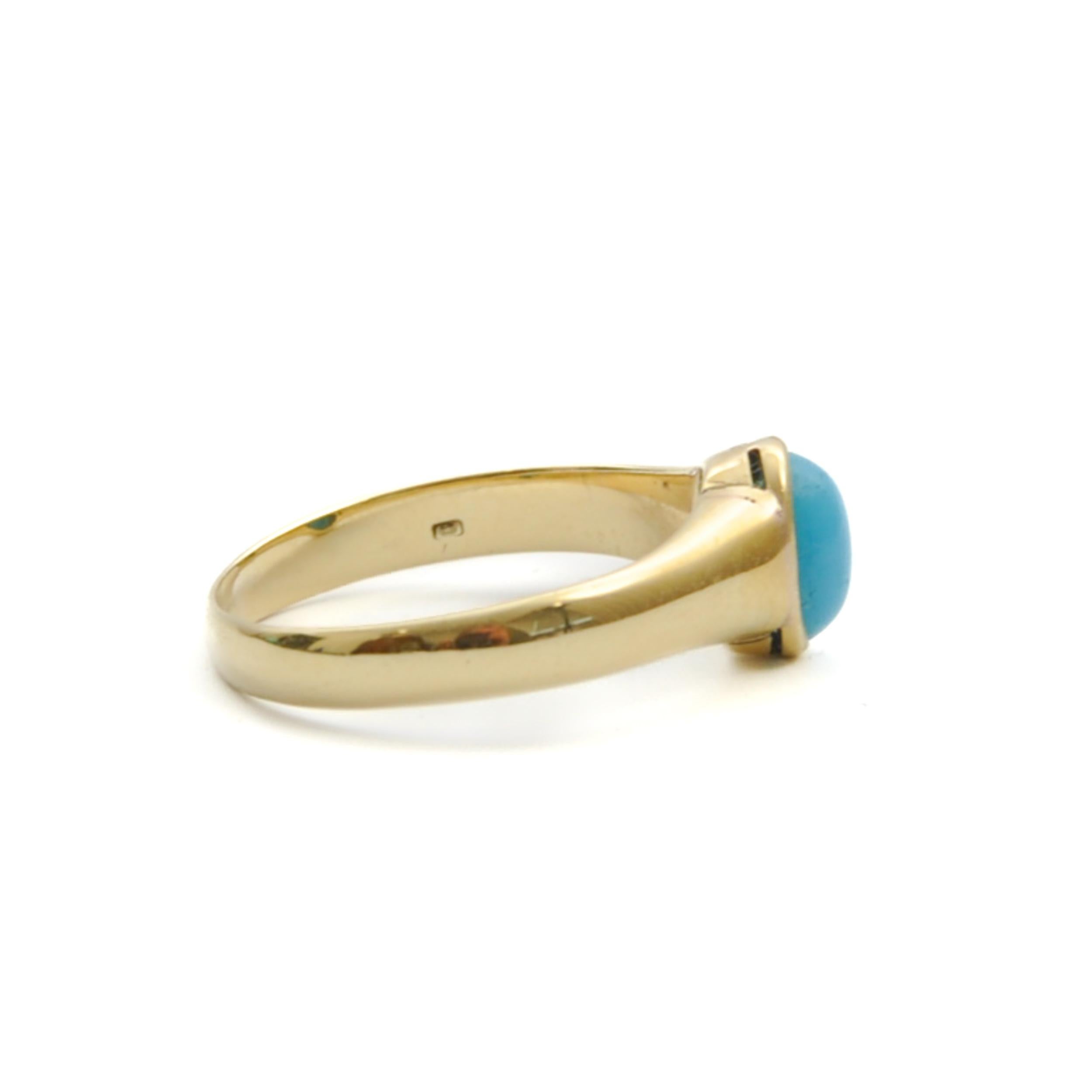 Vintage Turquoise and 14 Karat Gold Ring For Sale 2