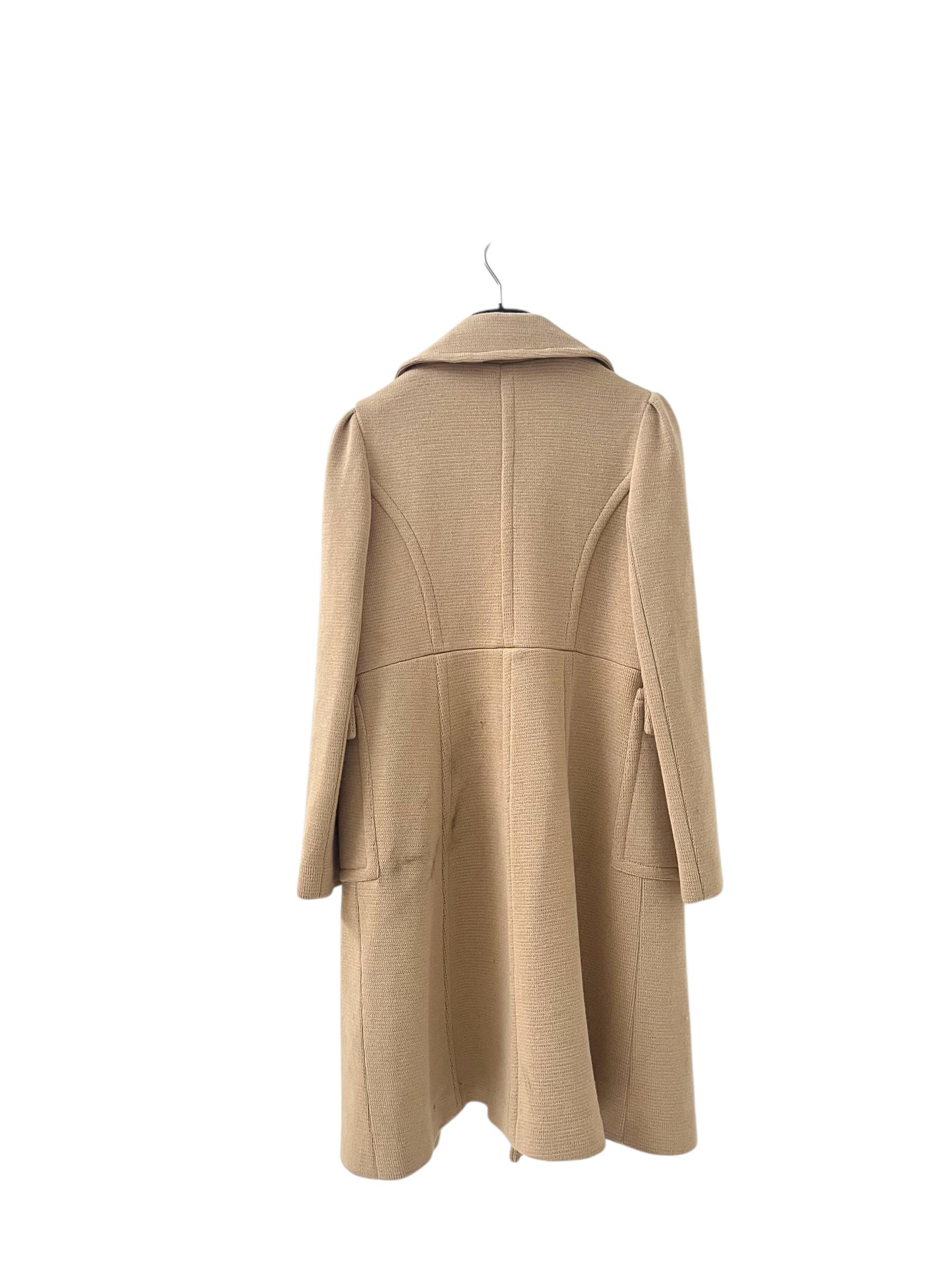 Vinatage Elisabetta Franchi Beige Virgin Wool Double-Breasted Coat en vente 10