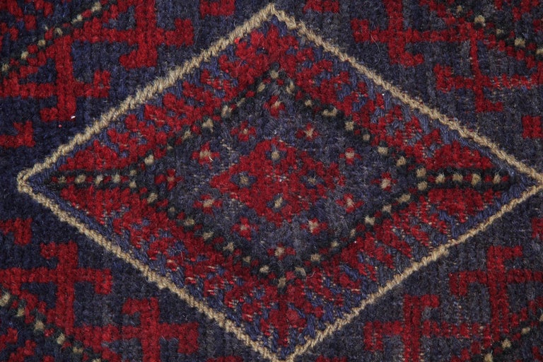 Vintage Oriental Rug Runner Red Traditional Caucasian Handmade Carpet Runners For Sale at