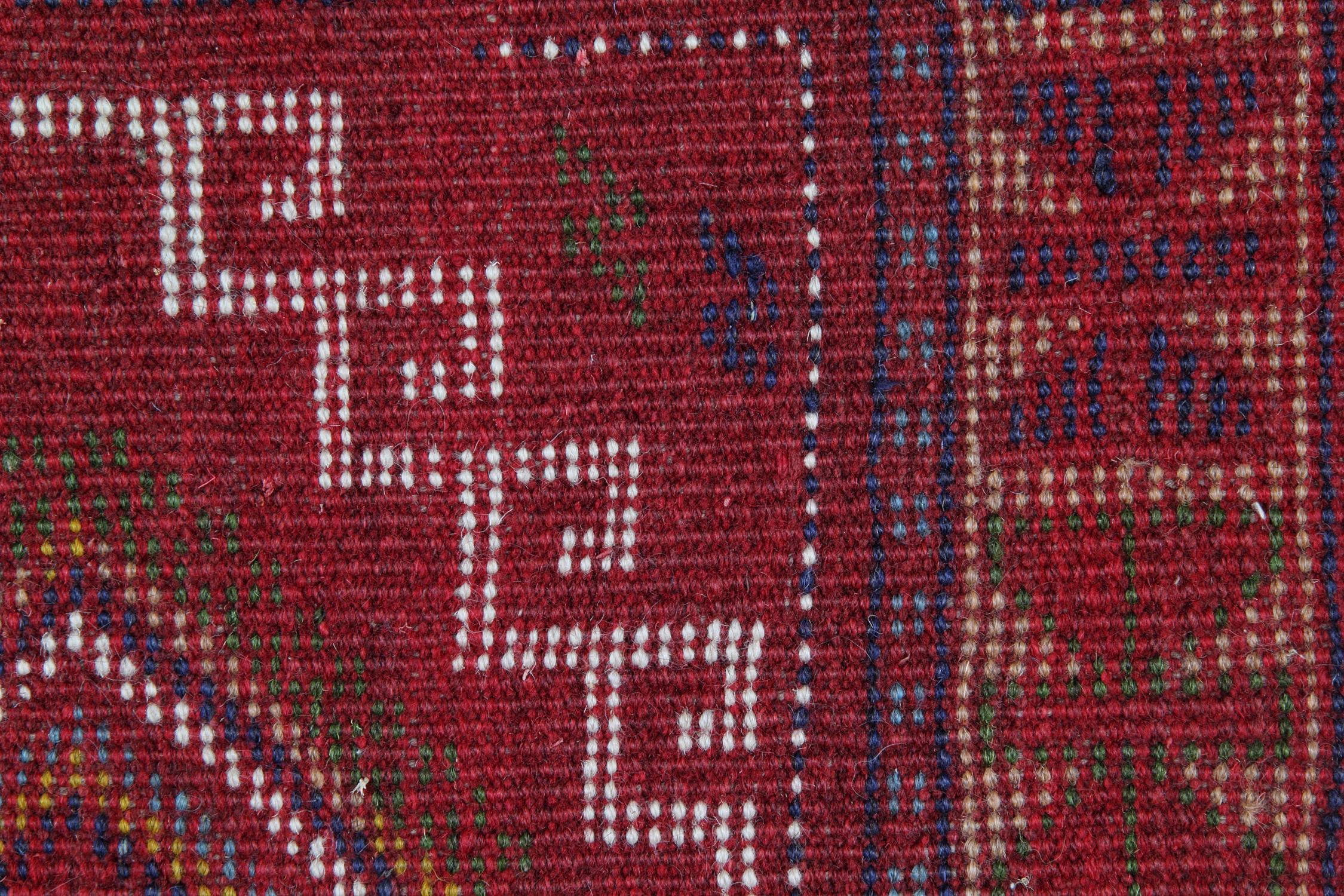 Afghan Vintage Oriental Rug Runner Red Traditional Caucasian Handmade Carpet Runners 