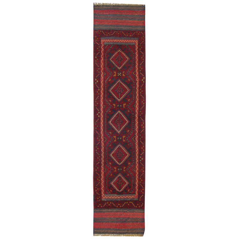 Vintage Oriental Rug Runner Red Traditional Caucasian Handmade Carpet ...