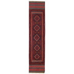 Vintage Oriental Rug Runner Red Traditional Caucasian Handmade Carpet Runners