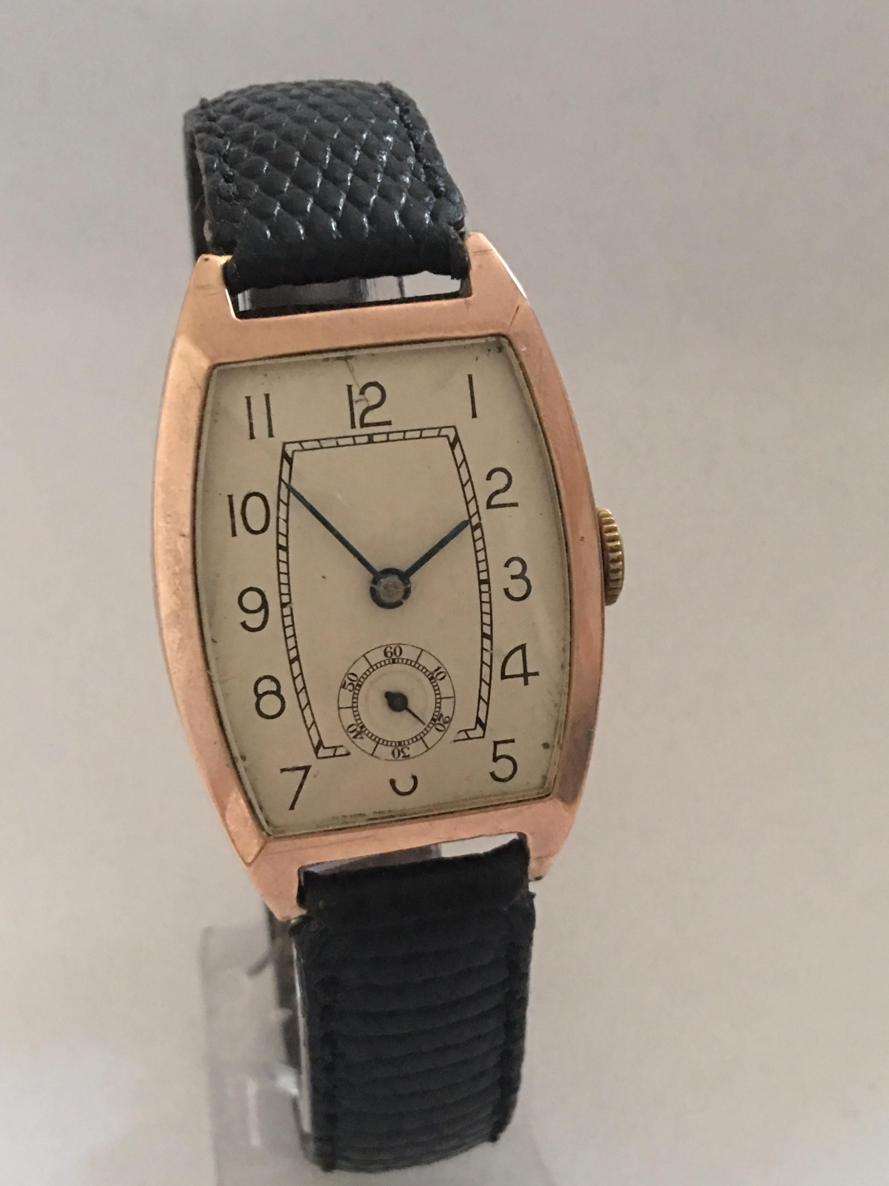 Vintage 1920s 9 Karat Rose Gold Wristwatch 10