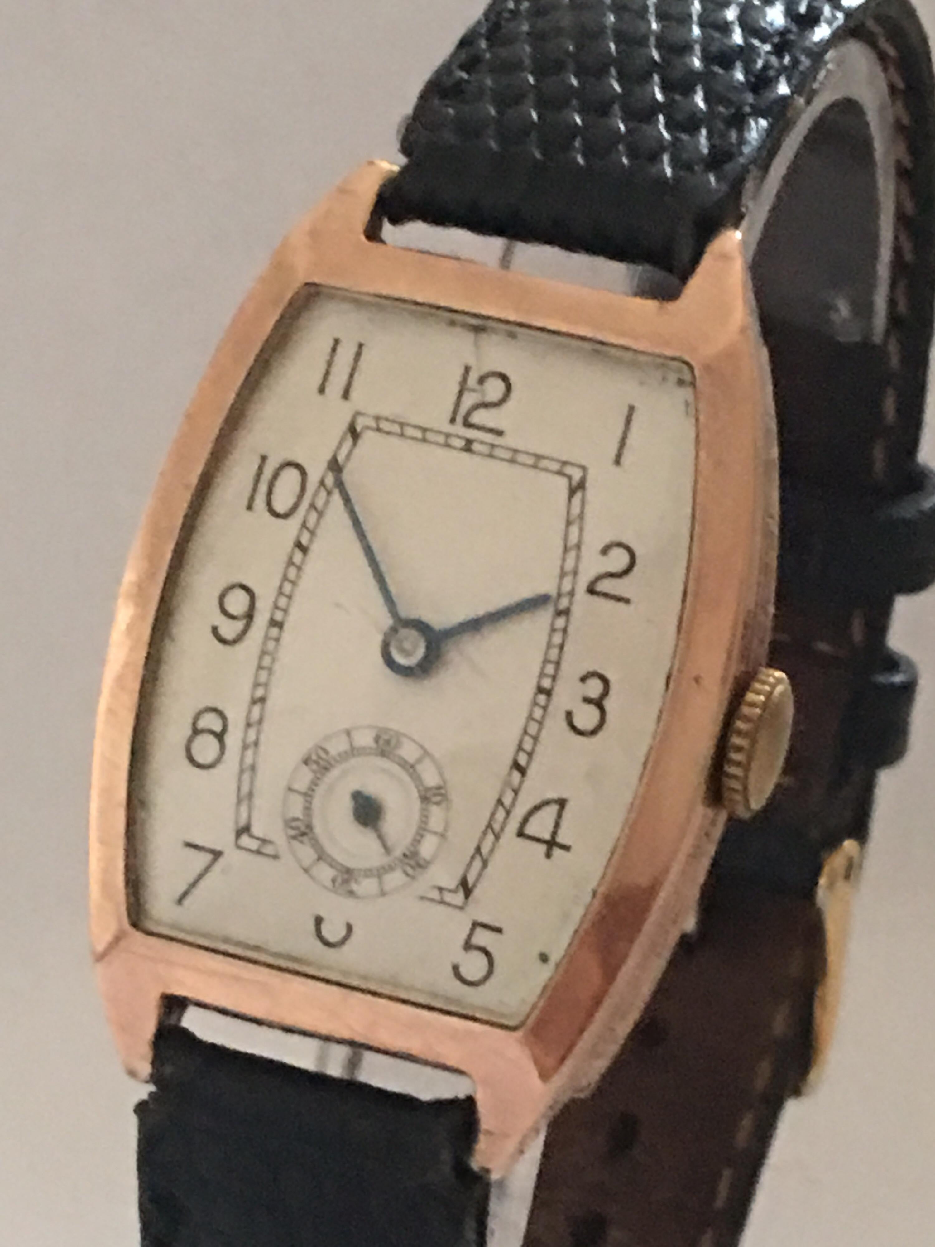 Vintage 1920s 9 Karat Rose Gold Wristwatch 11