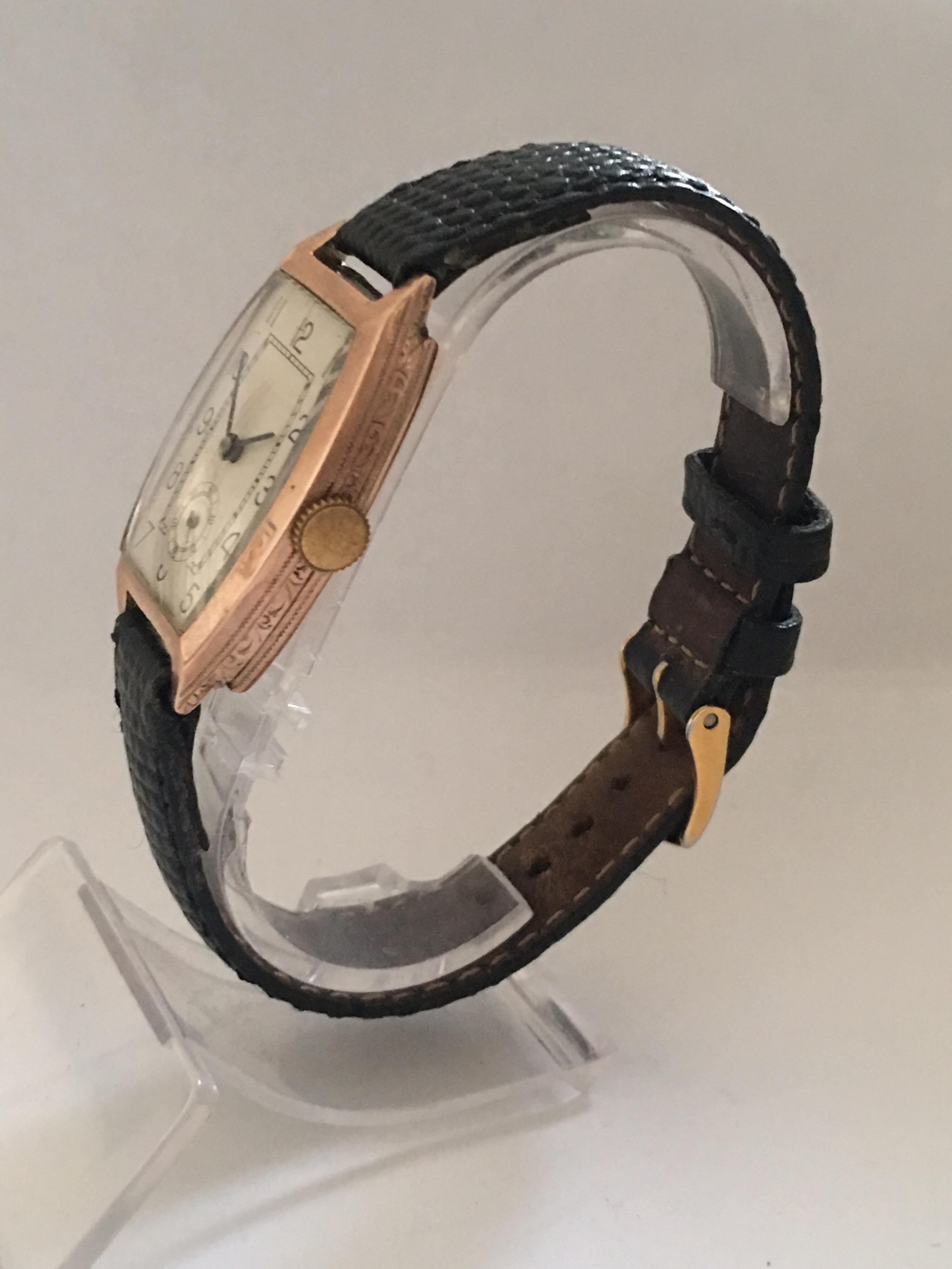 Vintage 1920s 9 Karat Rose Gold Wristwatch In Good Condition In Carlisle, GB