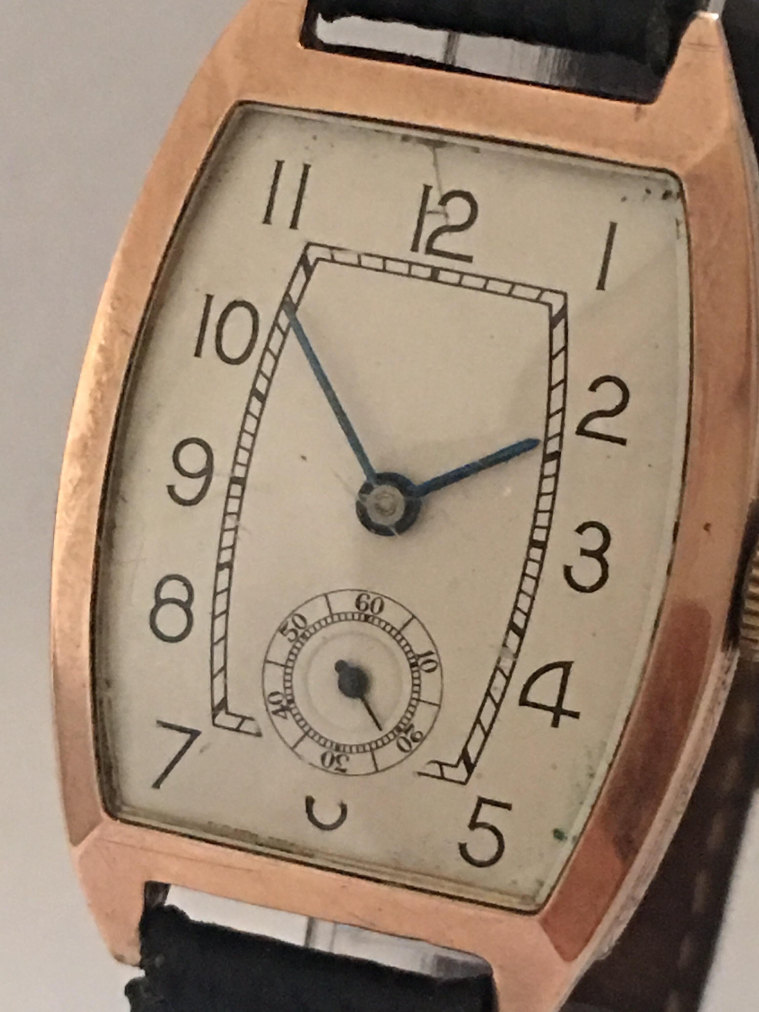 Vintage 1920s 9 Karat Rose Gold Wristwatch 1