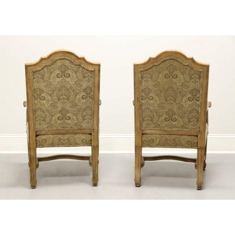 BERNHARDT Rustic Italian Style Dining Captain's Armchairs - Pair In Good Condition In Charlotte, NC