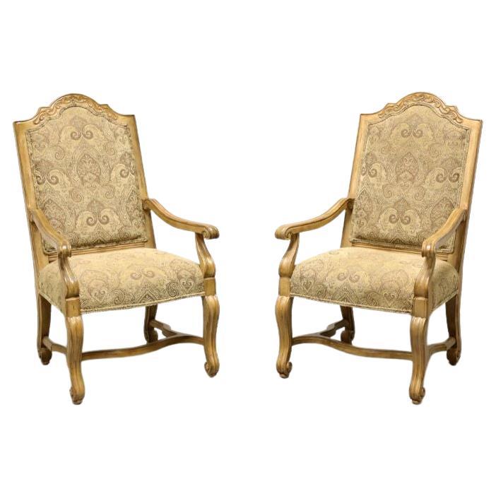 BERNHARDT Rustic Italian Style Dining Captain's Armchairs - Pair