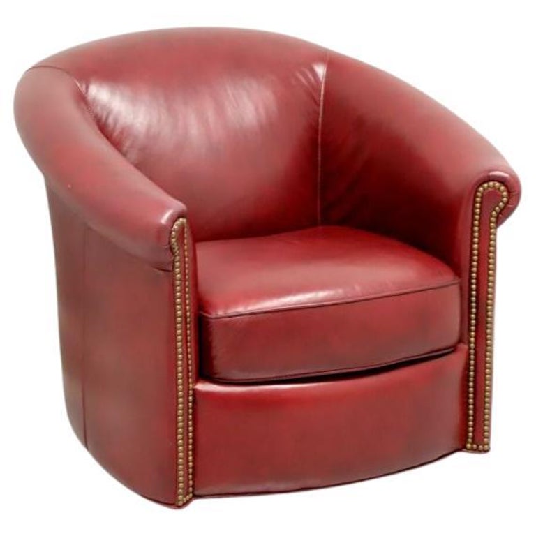 BRADINGTON YOUNG Leather Swivel Club Chair at 1stDibs
