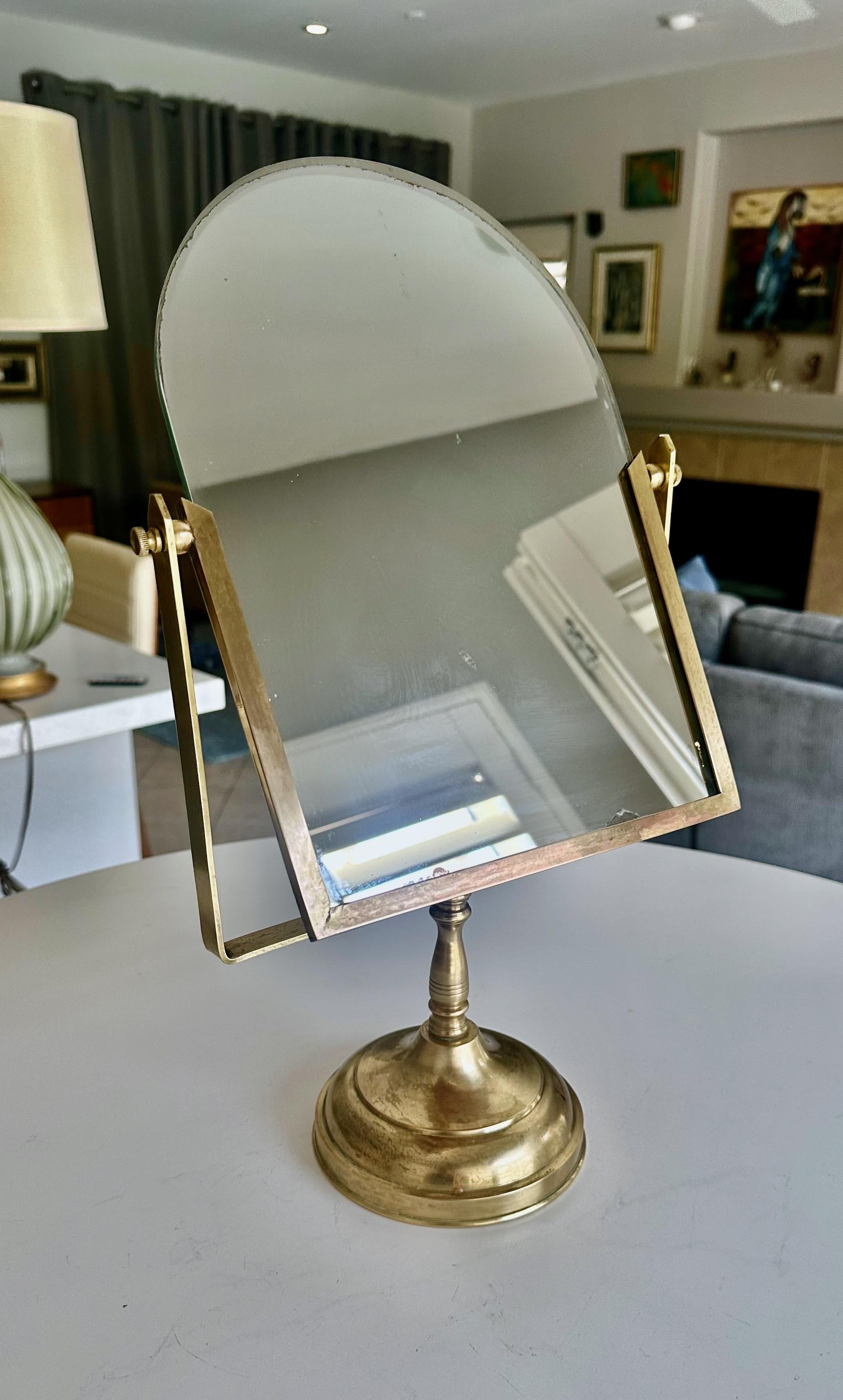 Vinatge Brass Swivel Mirror Vanity Table Mirror For Sale 11