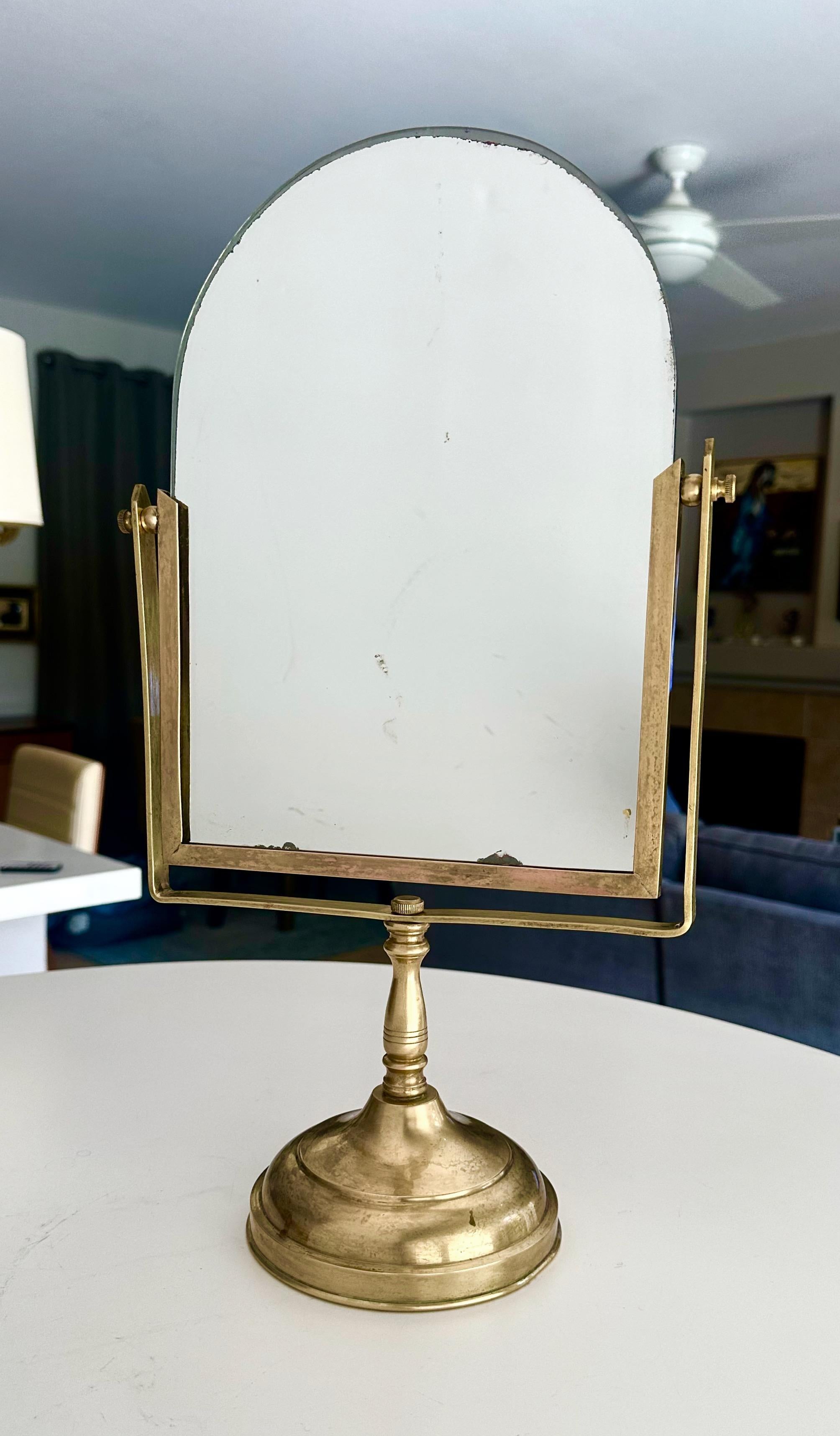 Vinatge Brass Swivel Mirror Vanity Table Mirror For Sale 12