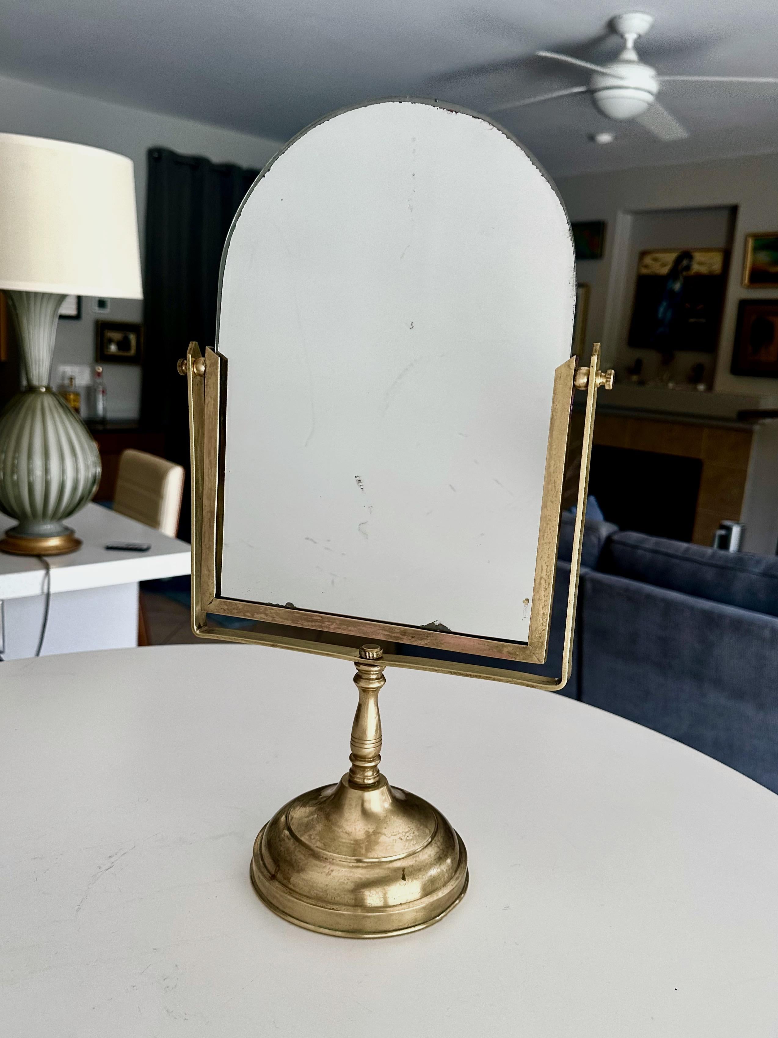 Vinatge Brass Swivel Mirror Vanity Table Mirror For Sale 13