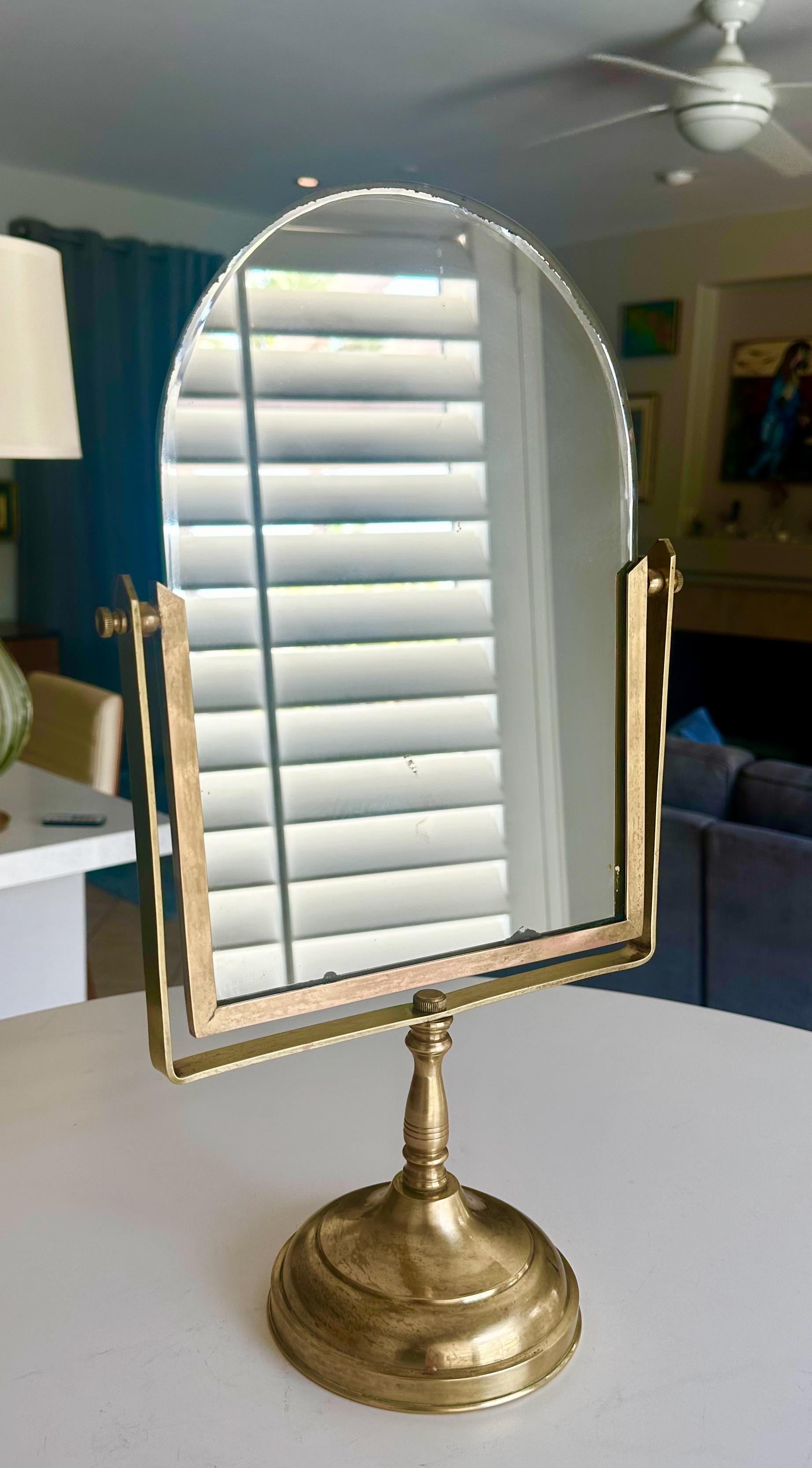 Vinatge Brass Swivel Mirror Vanity Table Mirror For Sale 2