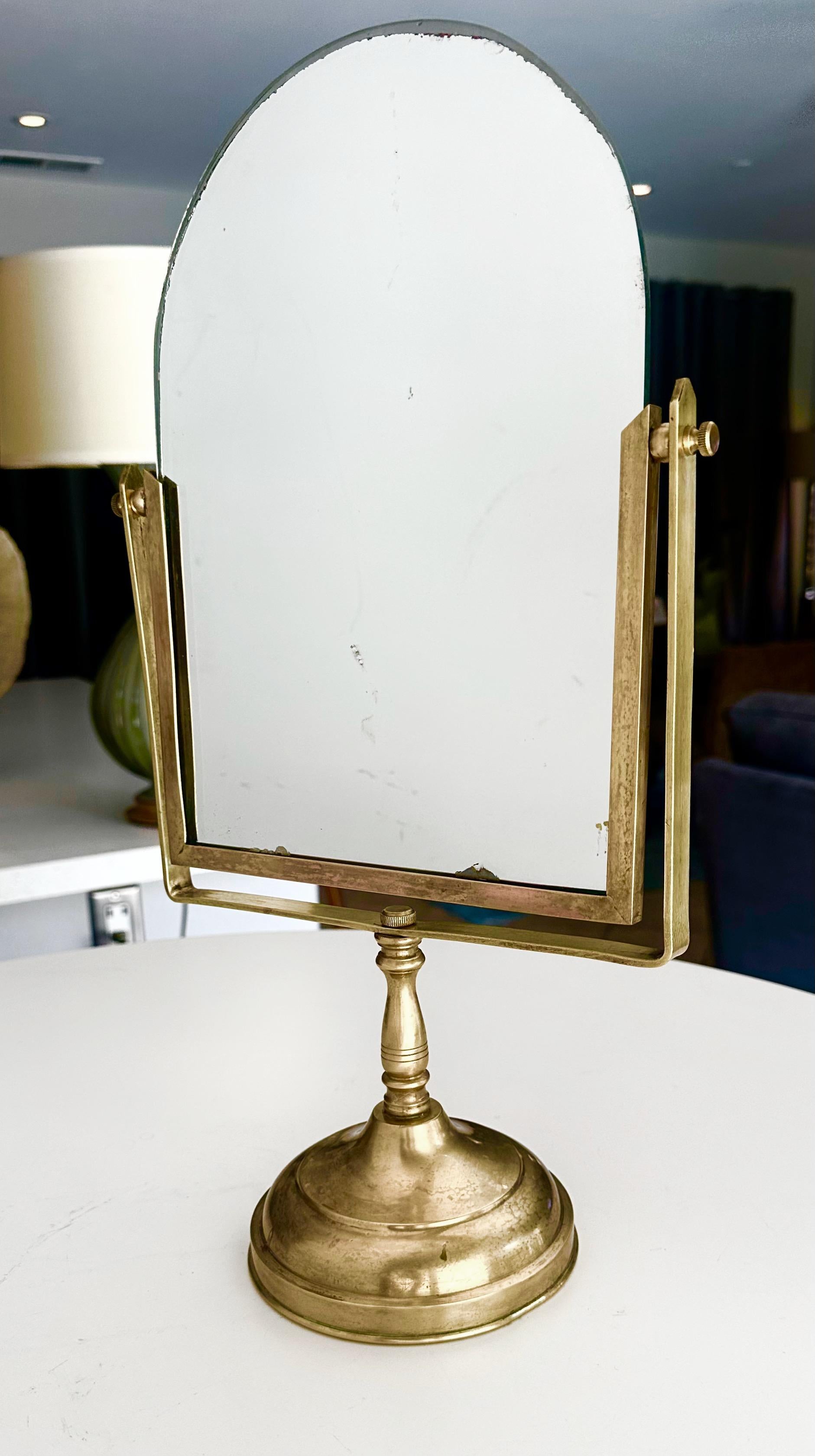 Vinatge Brass Swivel Mirror Vanity Table Mirror For Sale 3