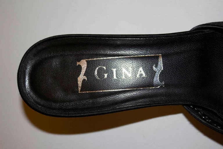 Vinatge Gina Black Satin Mules For Sale 2
