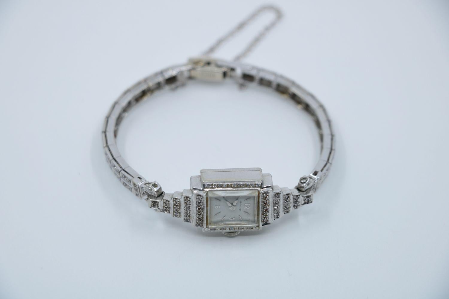 Vinatge Hamilton 14K White Gold Diamond Watch Bracelet 3