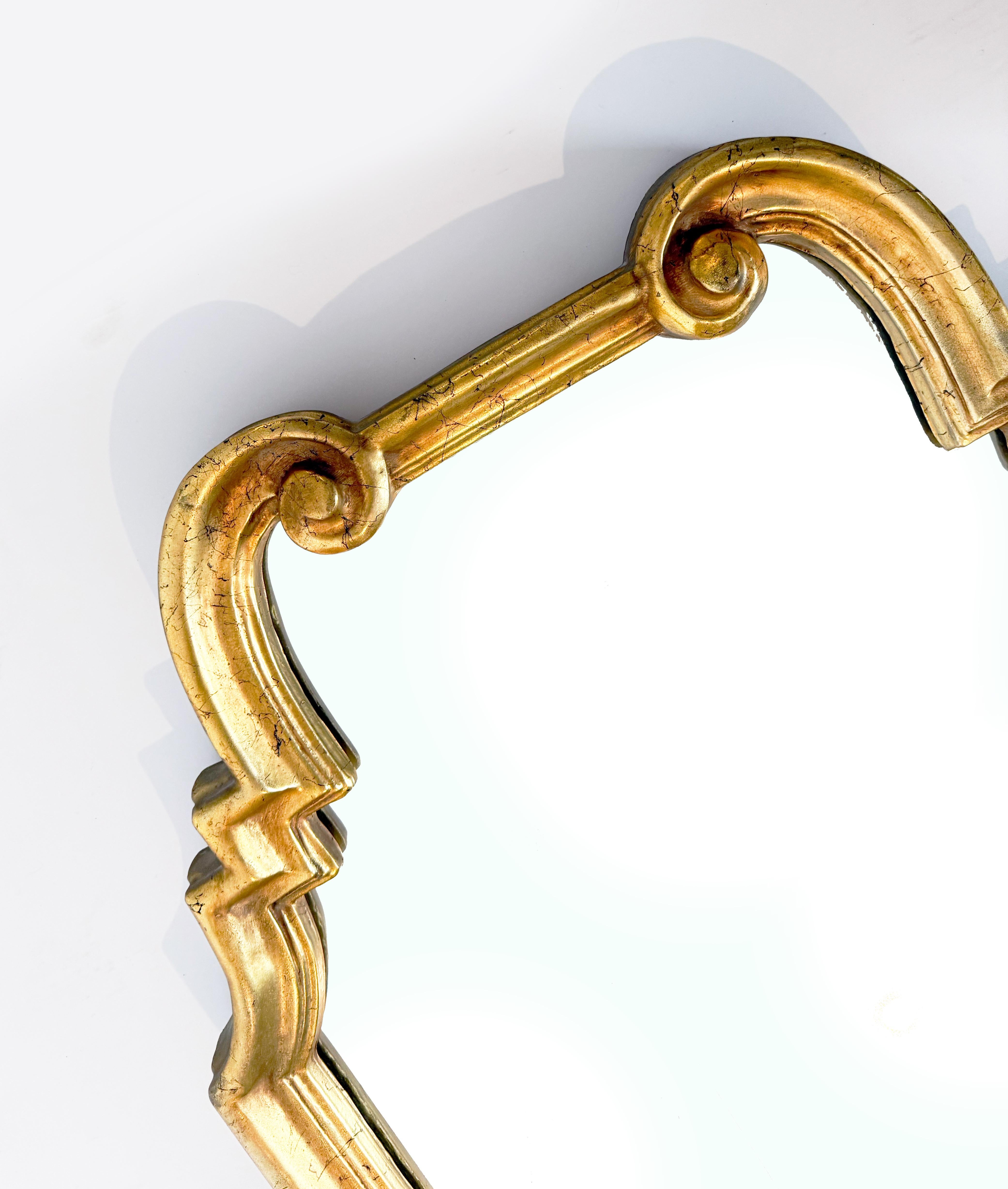 Specchio in legno dorato stile LaBarge di Vinatge Hollywood Regency in vendita 2