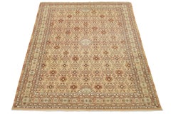 Tappeto di lana indiano Vinatge Agra Designed fatto a mano in colore marrone chiaro