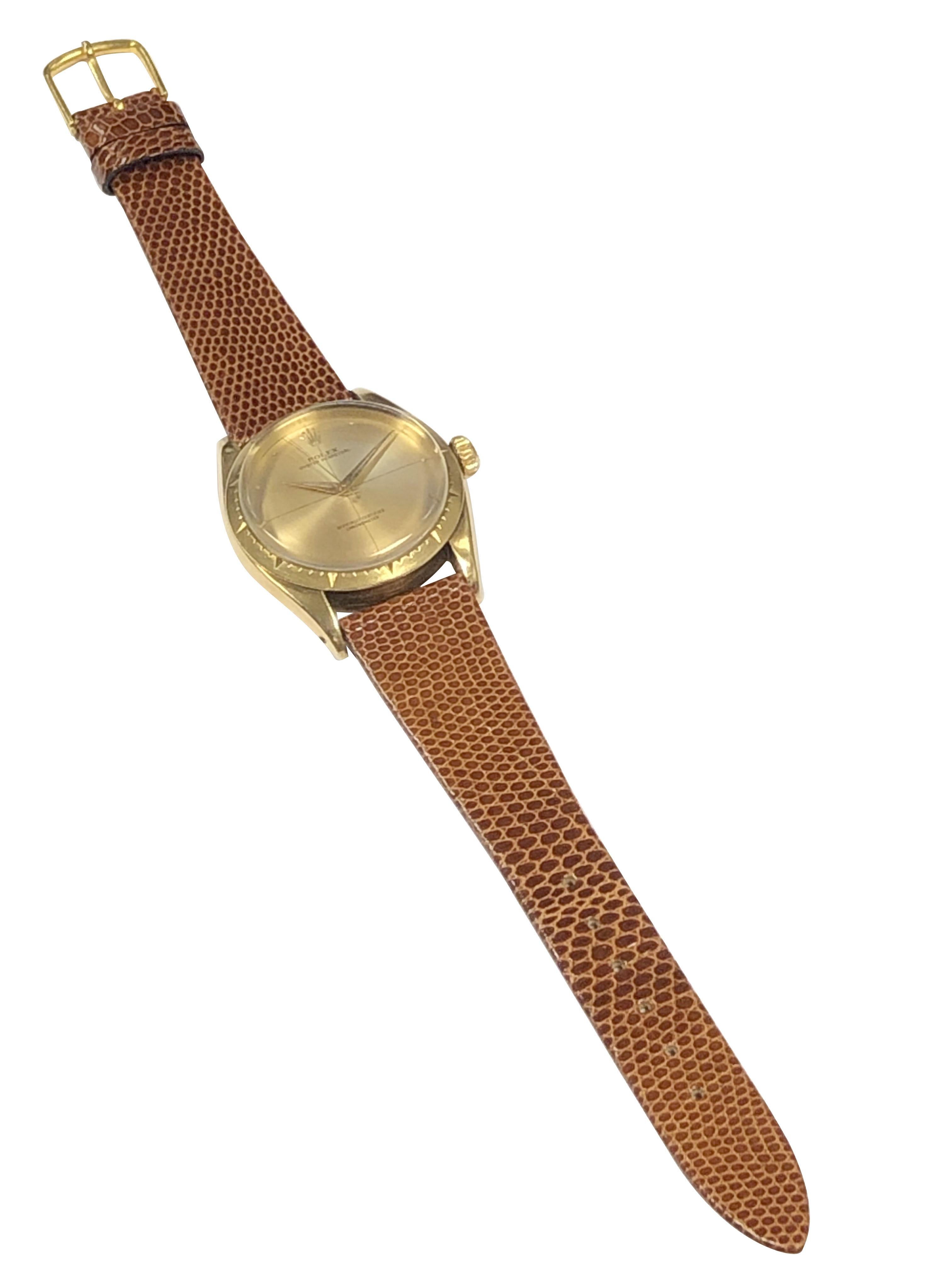 Vinatge Rolex Zephyr Ref 6582 18k Yellow Gold Automatic Wrist Watch For Sale 1