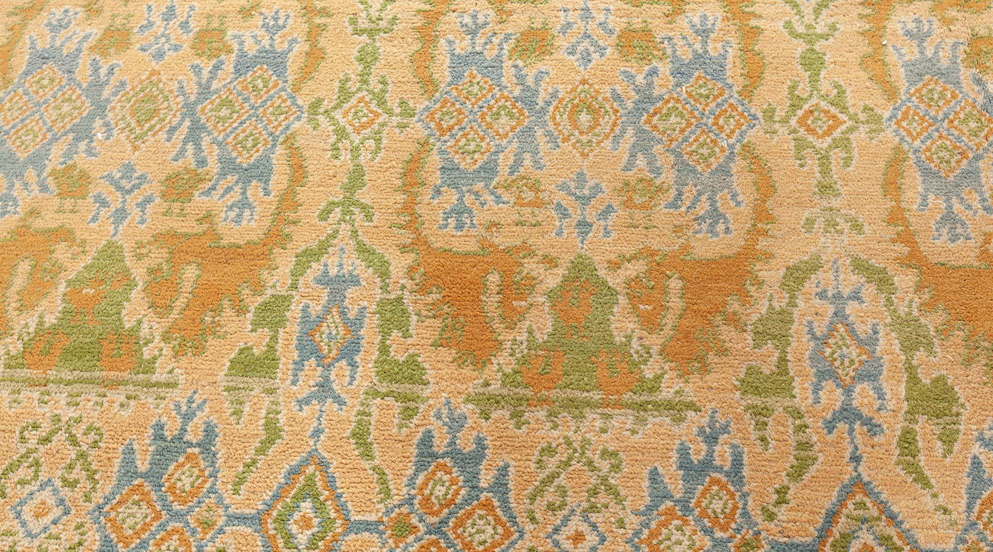 Vintage Spanish Rug in Yellow, Blue and Green
Size: 14'0