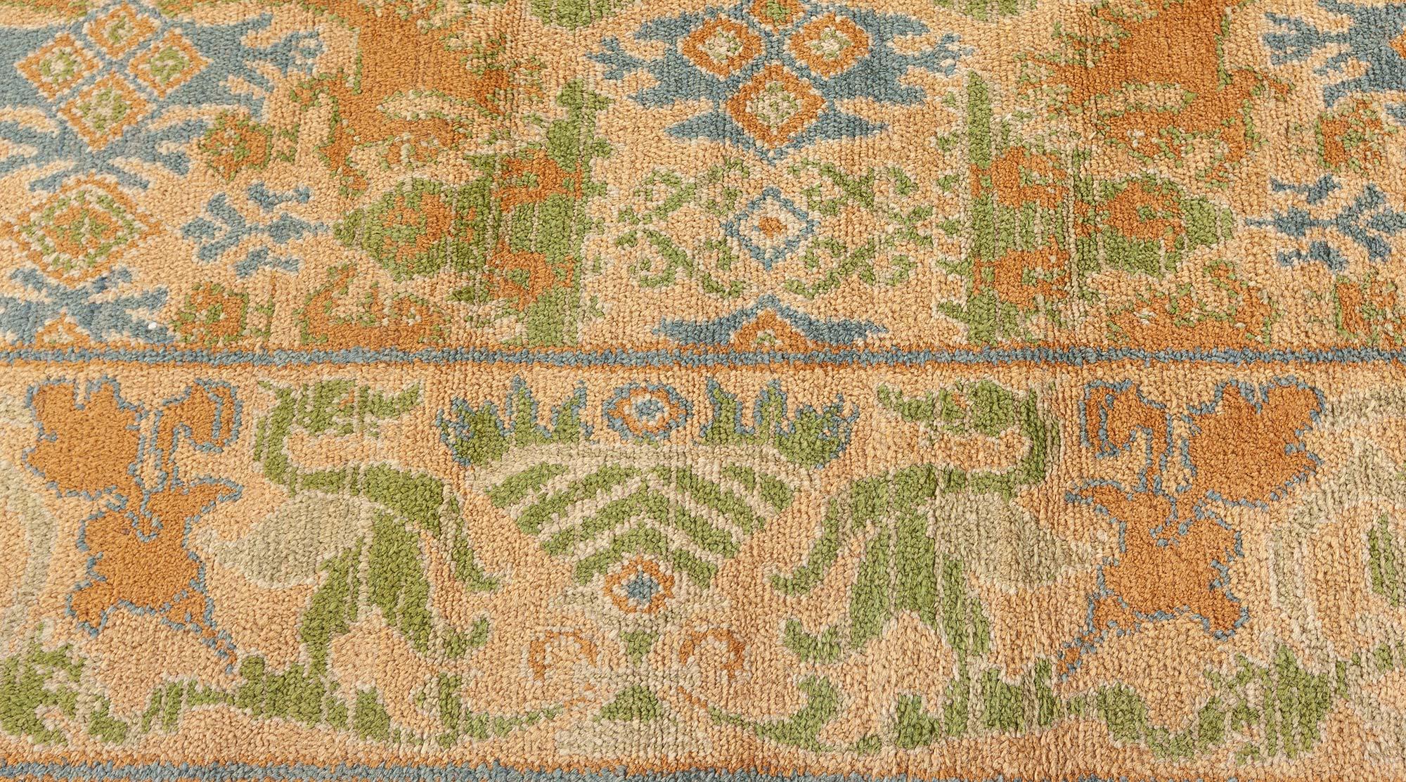 Vintage Spanish Rug in Yellow, Blue and Green In Good Condition For Sale In New York, NY