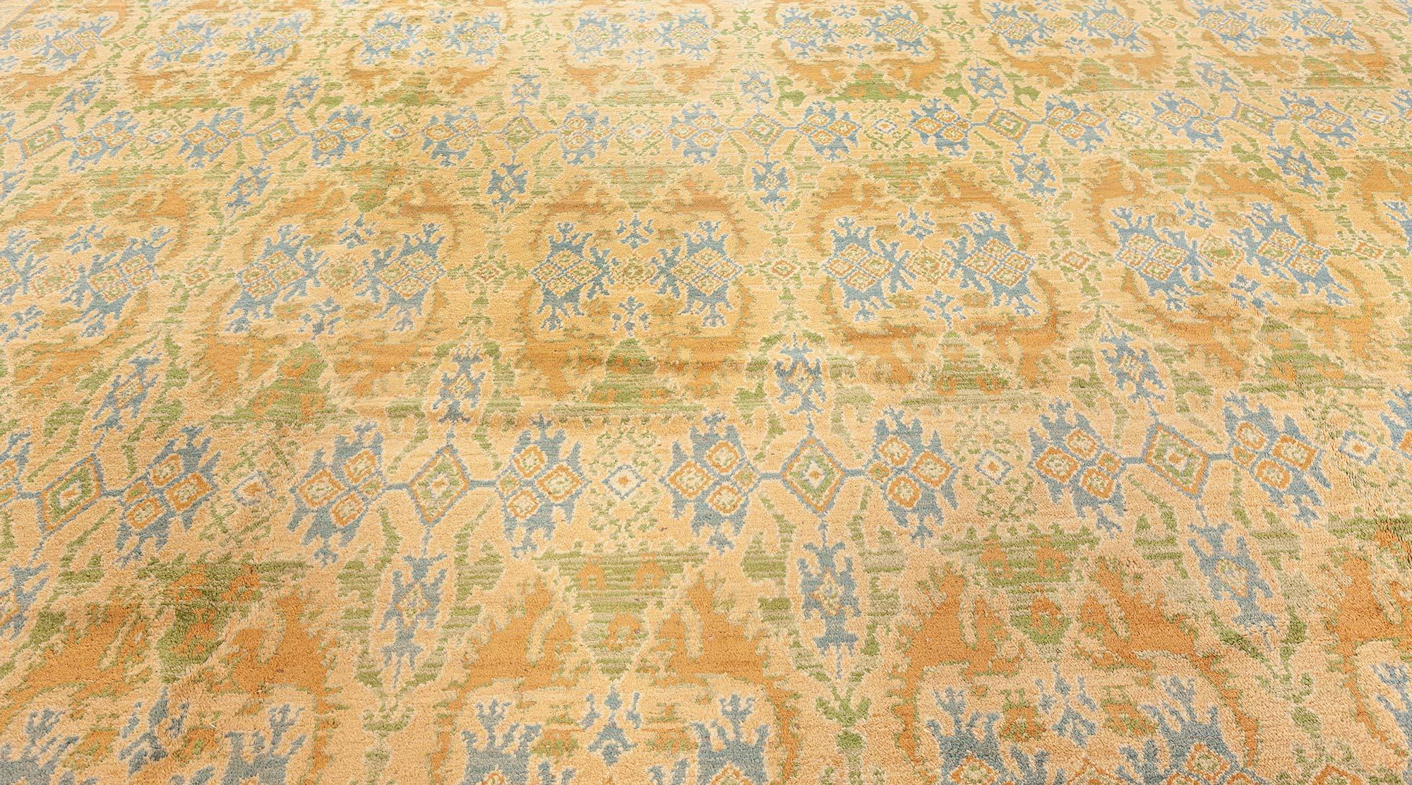 20th Century Vintage Spanish Rug in Yellow, Blue and Green For Sale