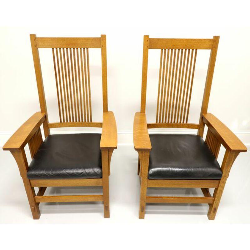 American Vinatge Stickley Mission Oak Dining Armchairs, Pair