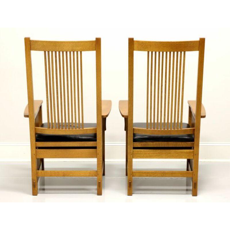 20th Century Vinatge Stickley Mission Oak Dining Armchairs, Pair