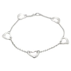 Vinatge Tiffany & Co Elsa Peretti Five Open Hearts Sterling Silver Bracelet
