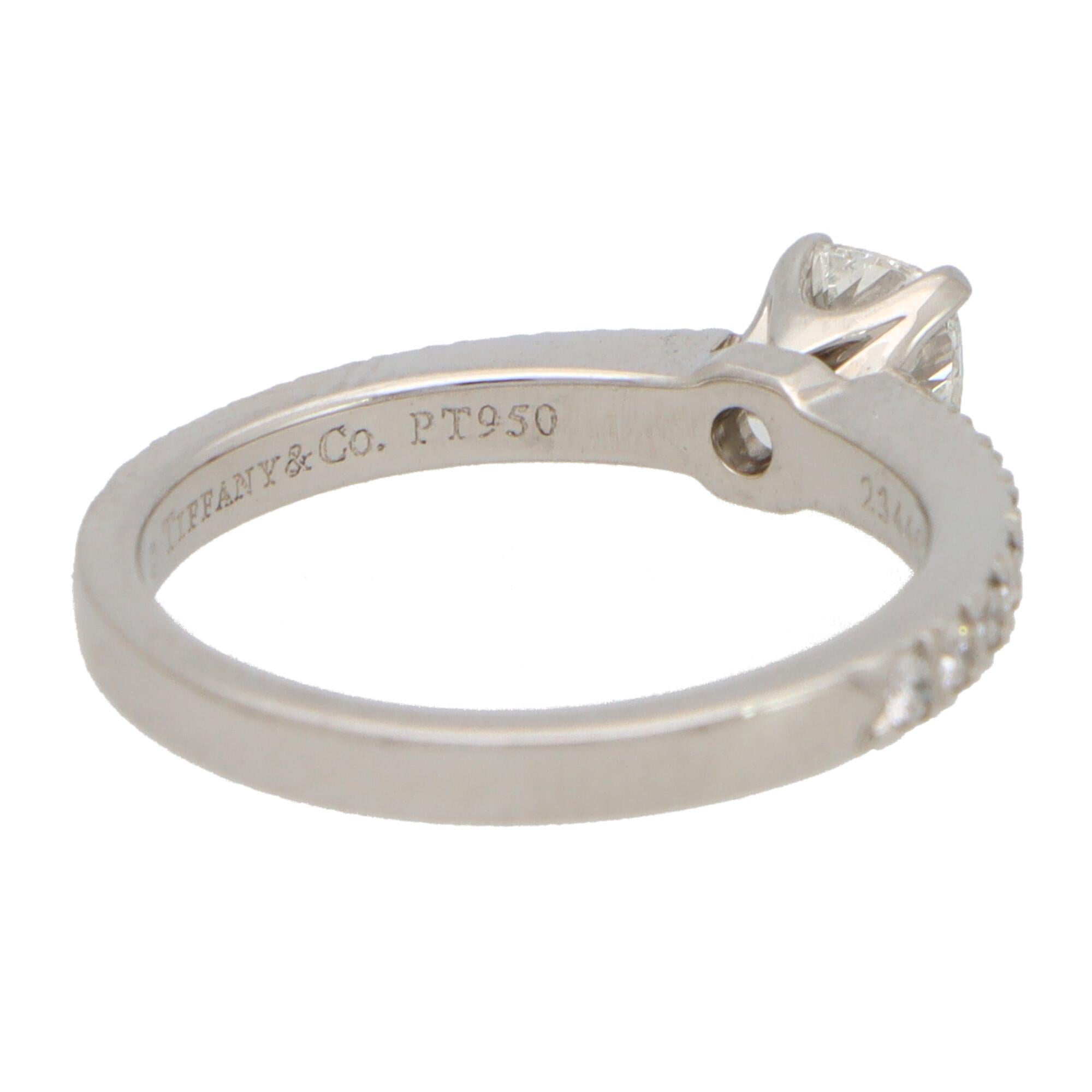 Modern Vinatge Tiffany & Co. 'Novo' Cushion Cut 0.30ct Diamond Ring Set in Platinum