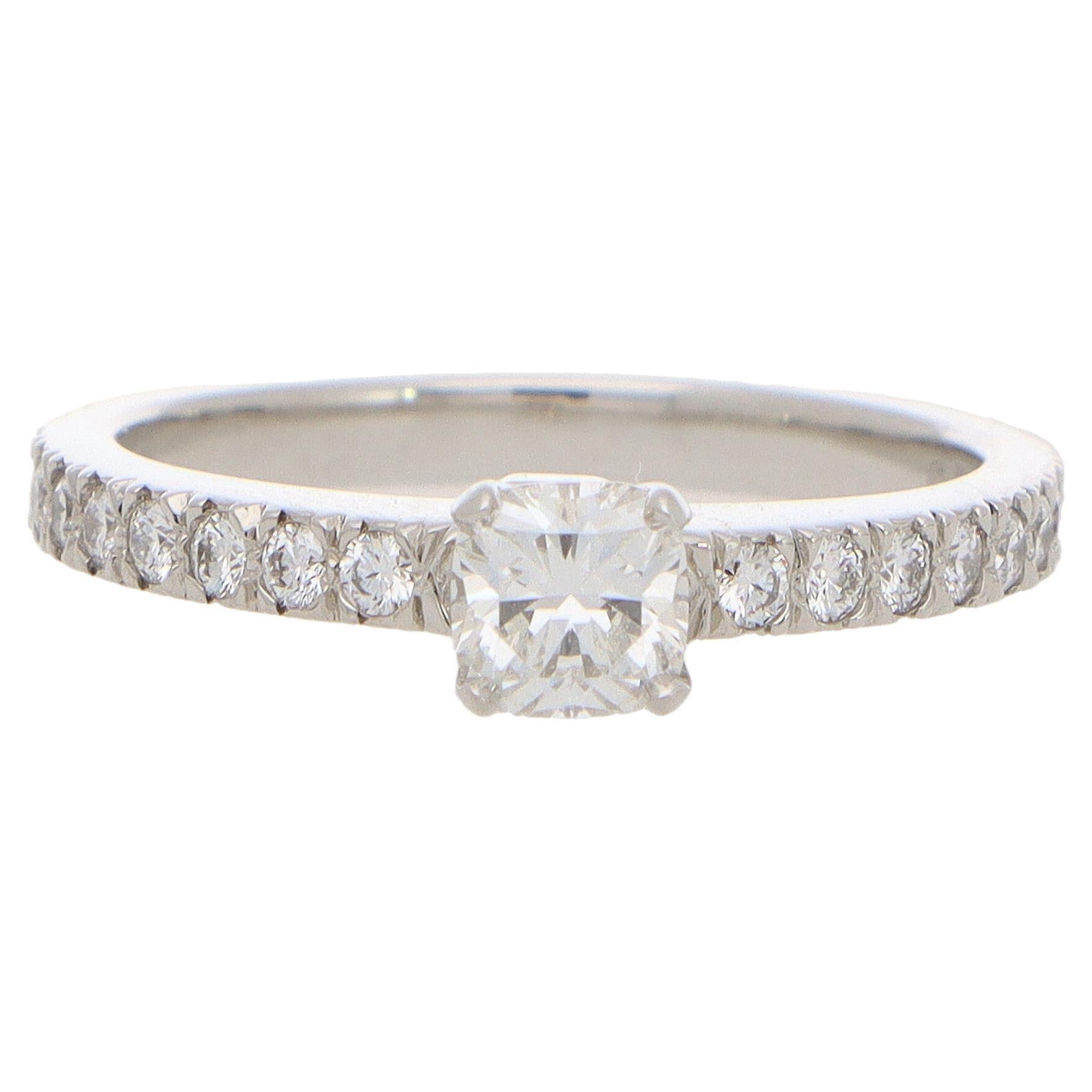 Vinatge Tiffany & Co. 'Novo' Cushion Cut 0.30ct Diamond Ring Set in Platinum