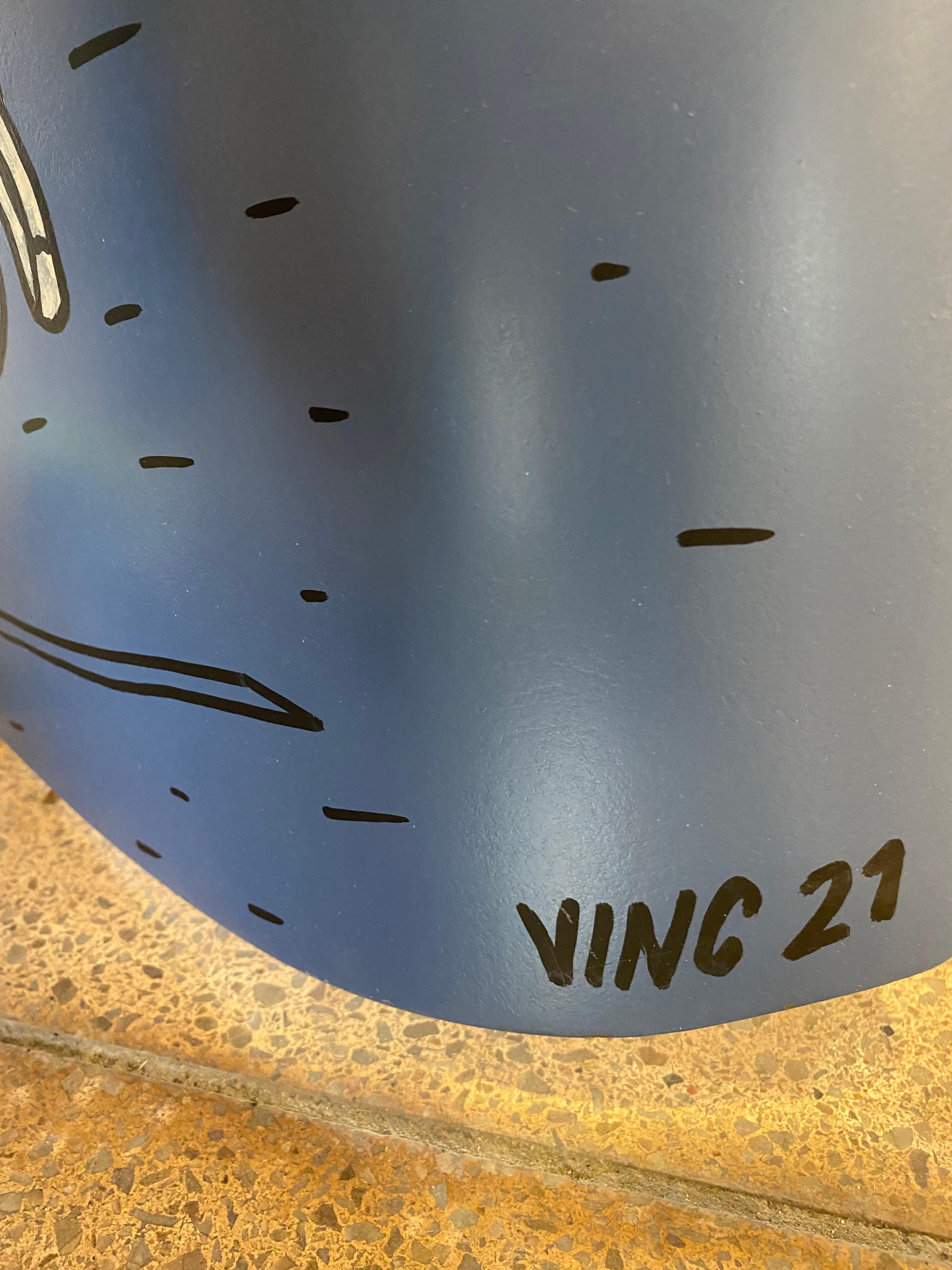 Hand-Painted VINC, Bibendum, 2021, Acrylic on Hood of 4CV For Sale