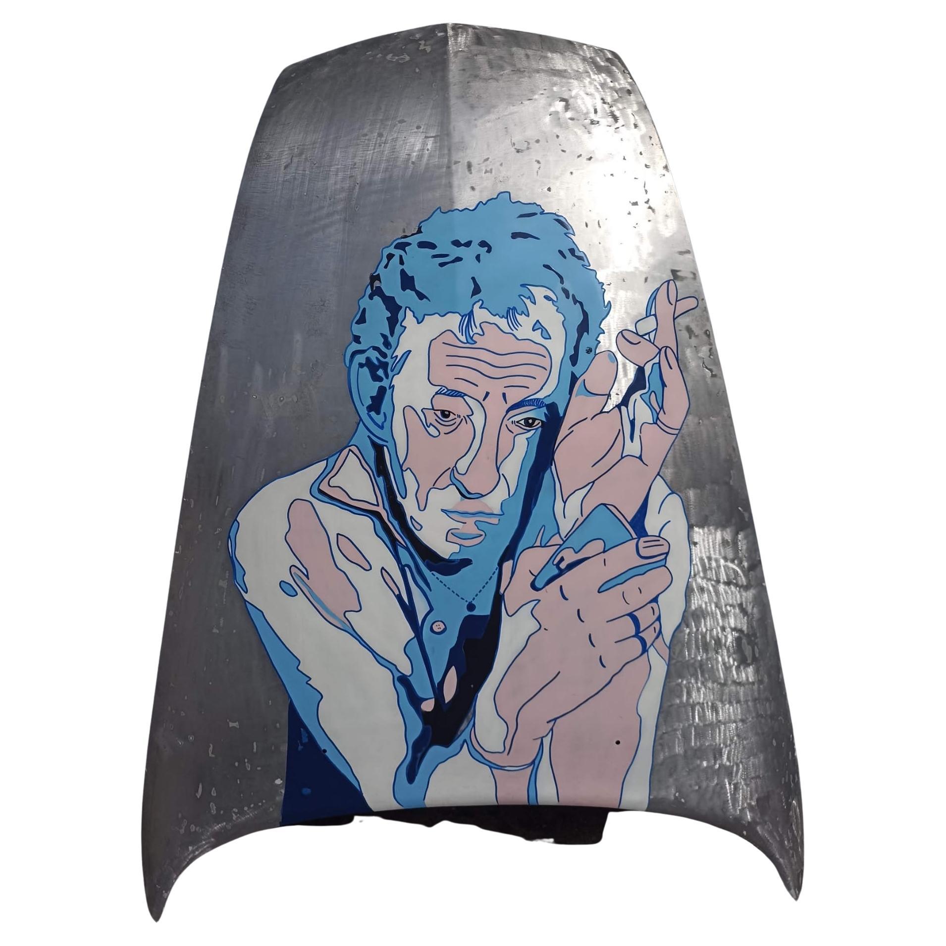 Vinc Gainsbourg , the gypsy and the DS Acrylic on aluminium DS bonnet 