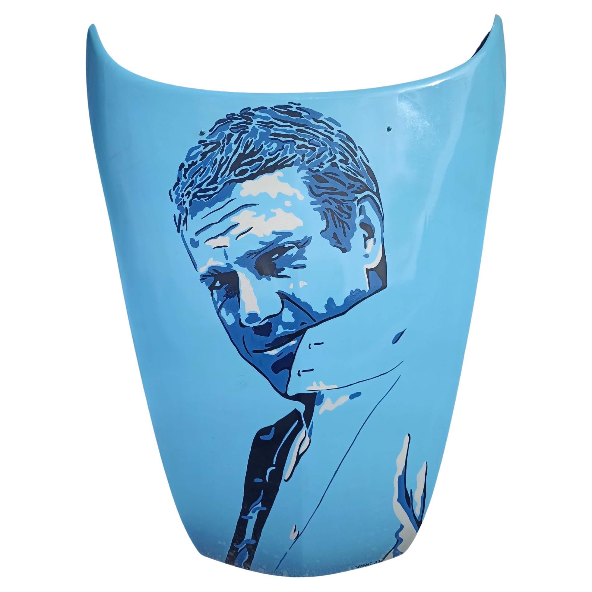Vinc  Steve in blue  Acrylic on aluminium DS bonnet Unique piece
