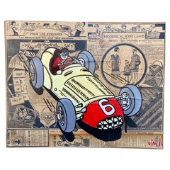 Vinc Tribute to geo ham Car racing in the 30s Painting and collage