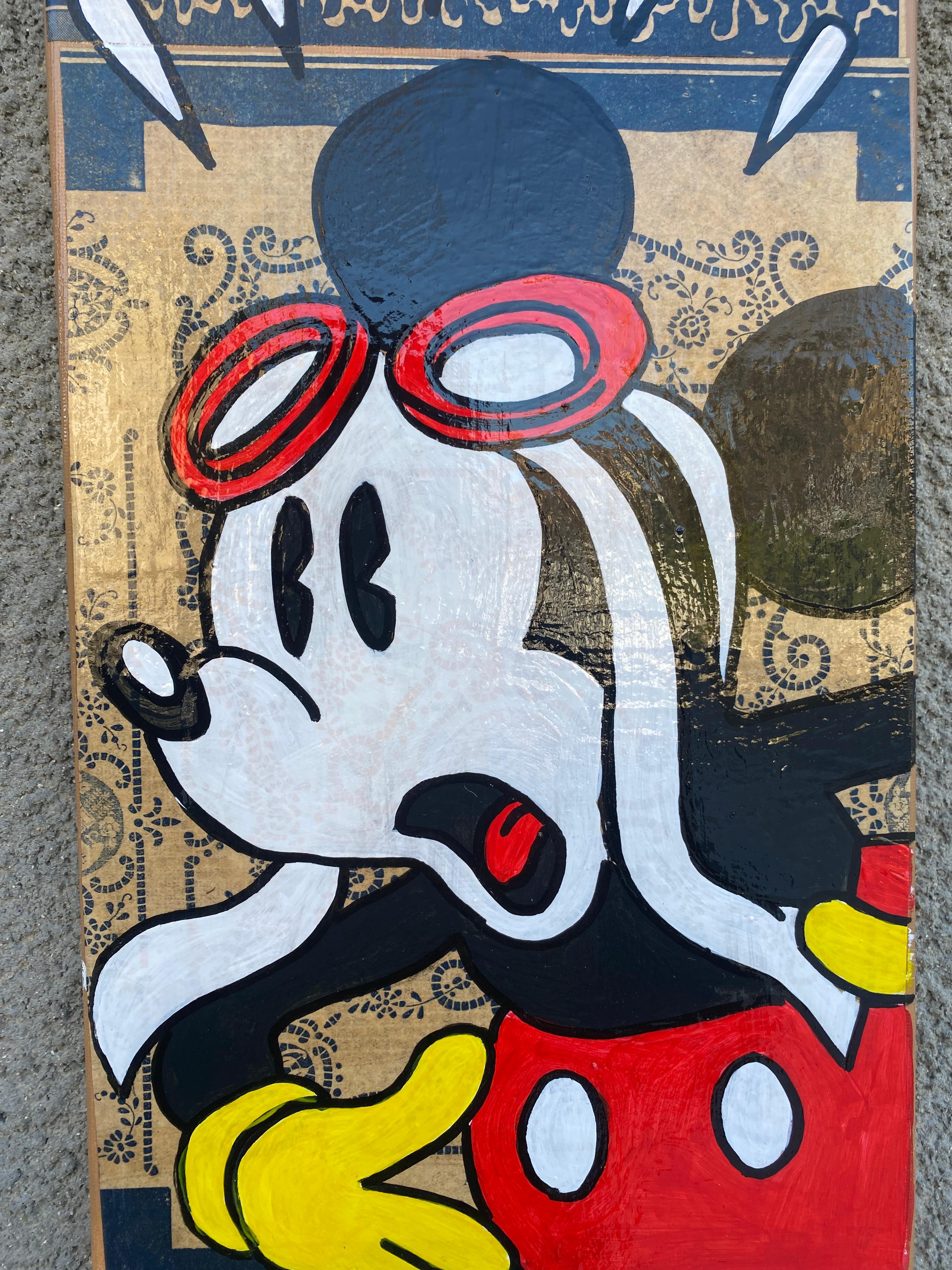 Vinc
Omaggio a Mickey
Pittura e collage su barella e vernice 
Su un giornale originale il mio lavoro del 1930
Datato 2024 e firmato 
20 x 50 x 2 cm
220 euro 