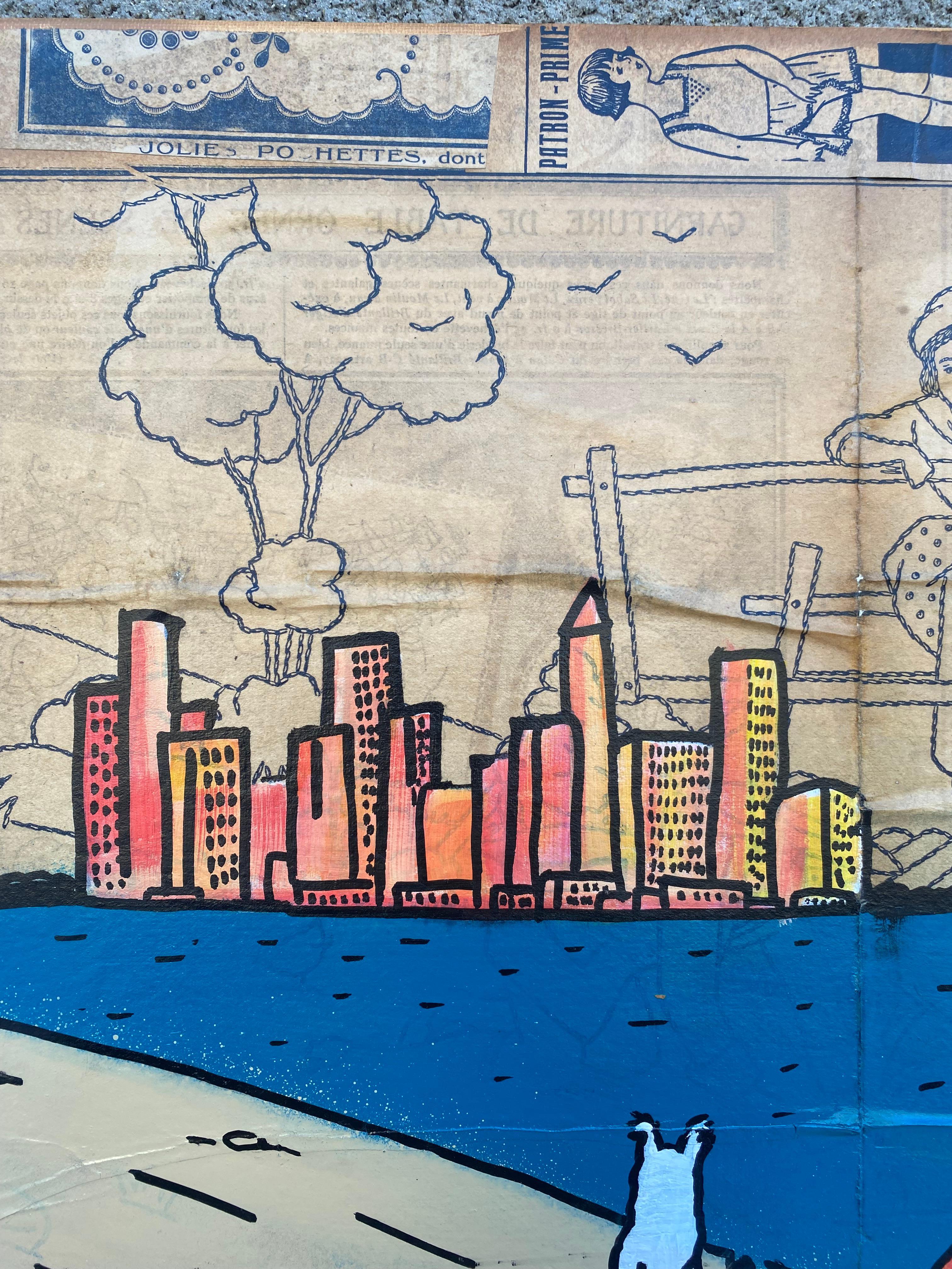 Vinc - Tribute to tintin The contemplation of New York Painting For Sale 1