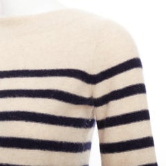 VINCE 100% Kaschmir Bretonisch gestreift Langarm Pullover mit Boot-Ausschnitt XXS