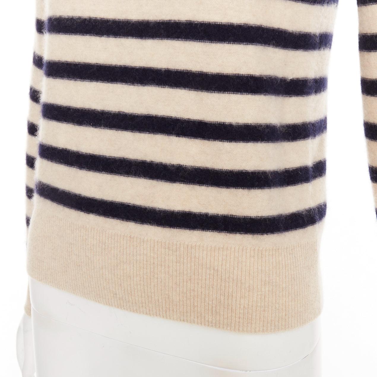 VINCE 100% Kaschmir Bretonisch gestreift Langarm Pullover mit Boot-Ausschnitt XXS im Angebot 2
