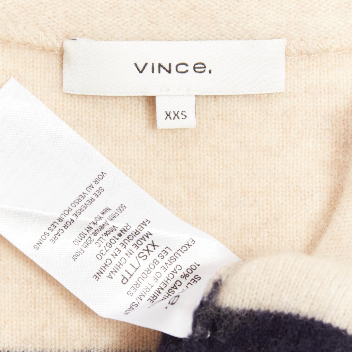 VINCE 100% Kaschmir Bretonisch gestreift Langarm Pullover mit Boot-Ausschnitt XXS im Angebot 3