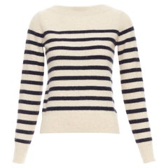 VINCE 100% cashmere Maglione a righe nautiche Breton a maniche lunghe con collo a barca XXS