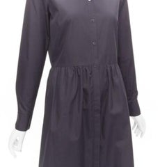 VINCE 100% Baumwolle schwarzlangarm minimal geraffte Taille Abnäher Hemdkleid XS