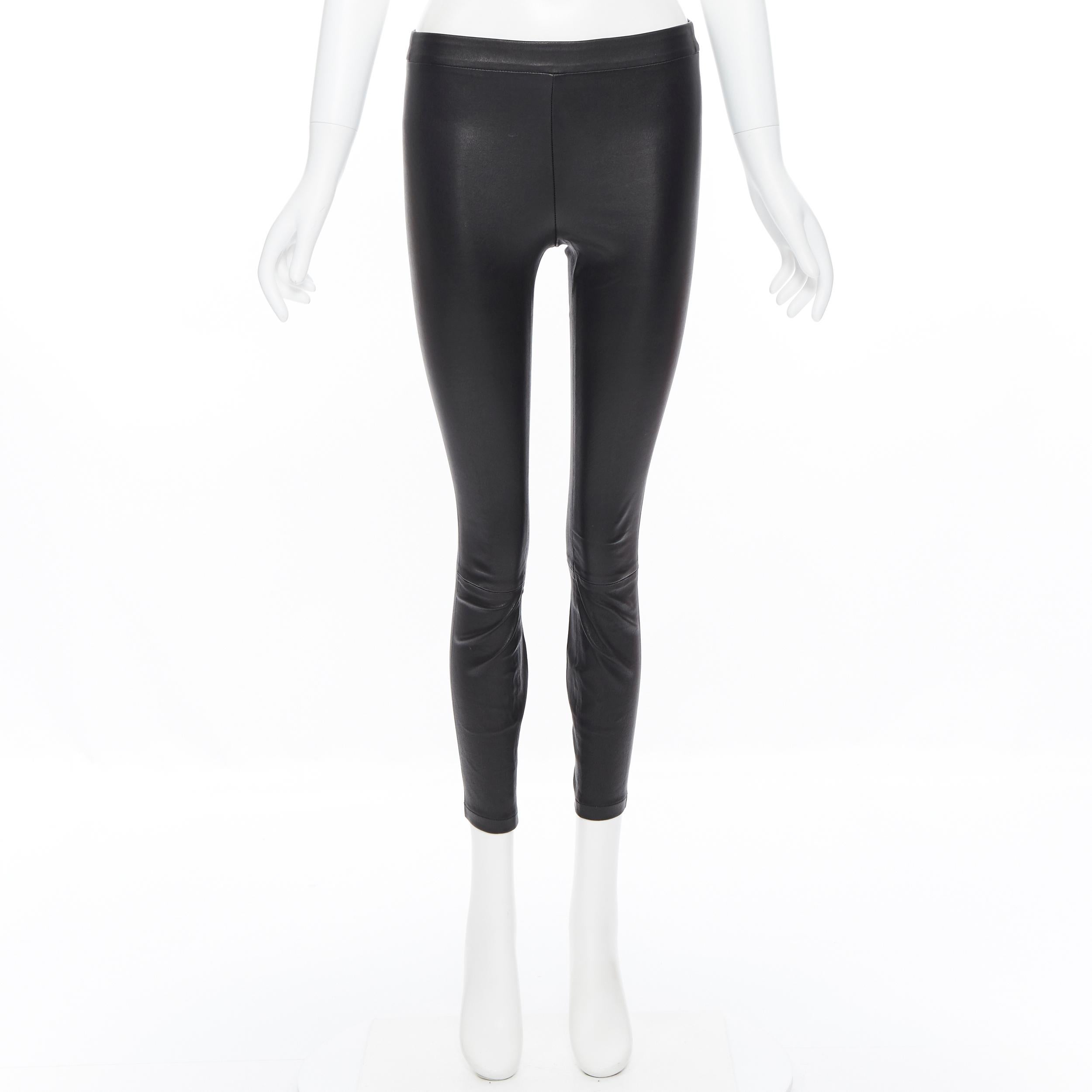 Black VINCE 100% leather classic black minimal stretchy skinny leg pants XS
