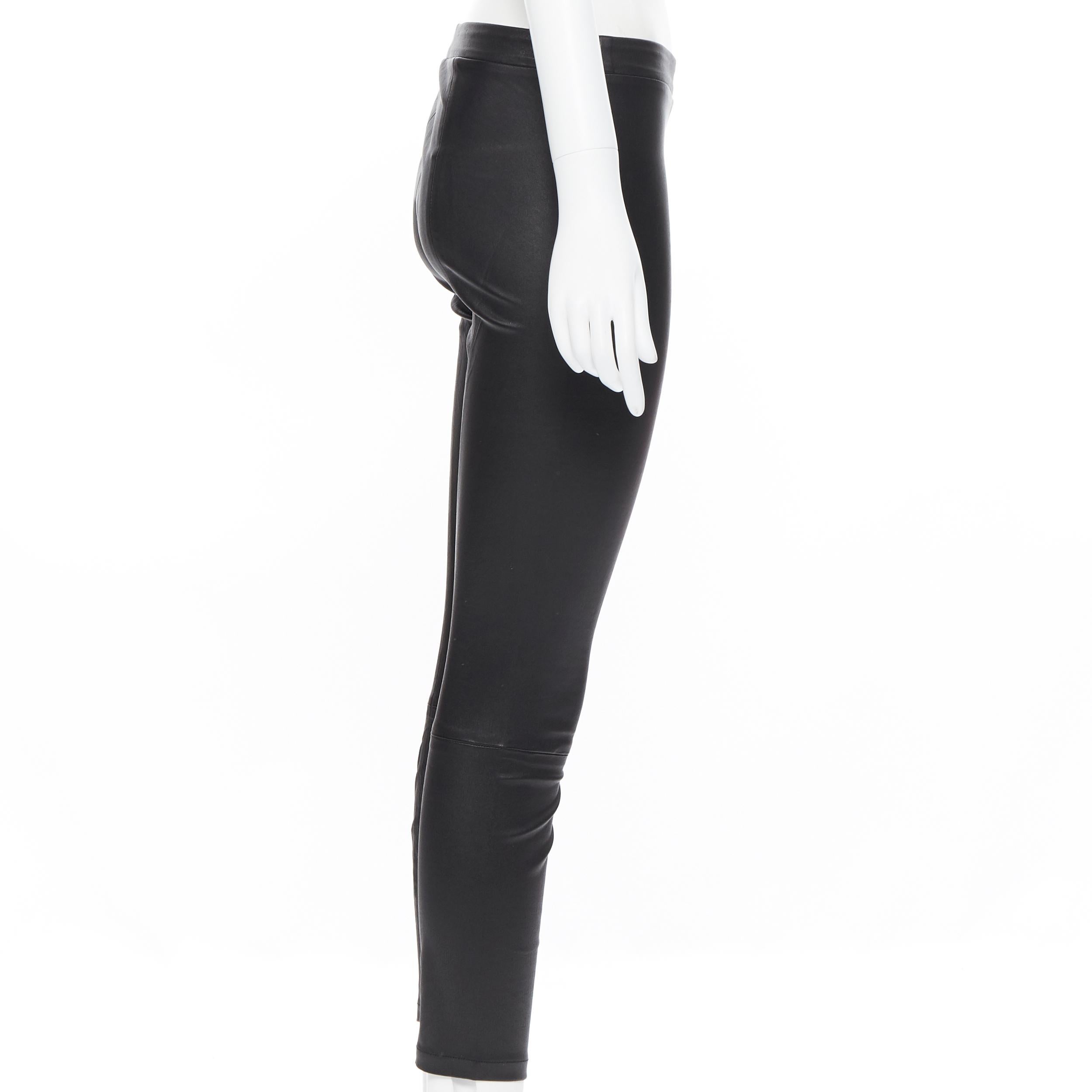 Women's VINCE 100% leather classic black minimal stretchy skinny leg pants XS