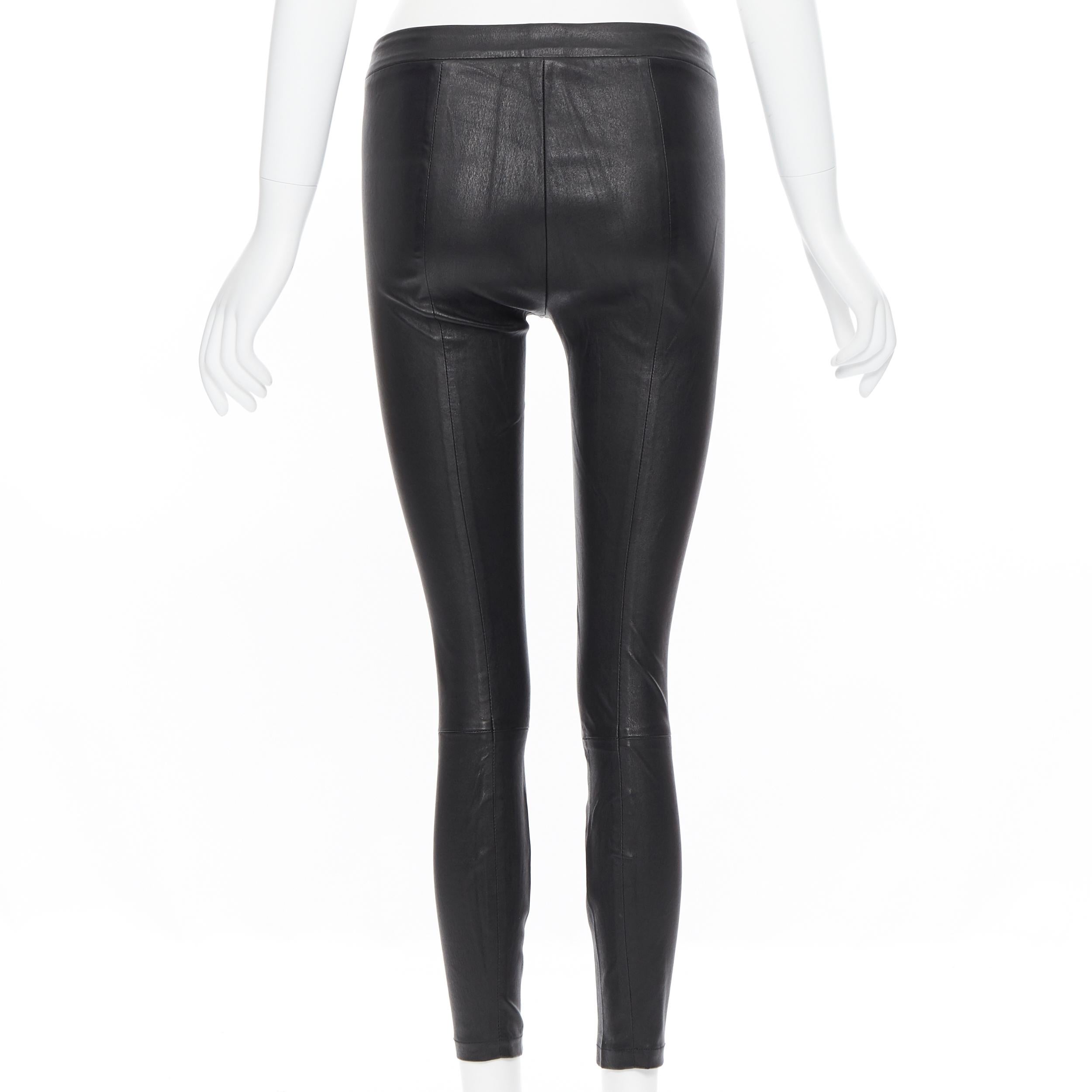 VINCE 100% leather classic black minimal stretchy skinny leg pants XS 1