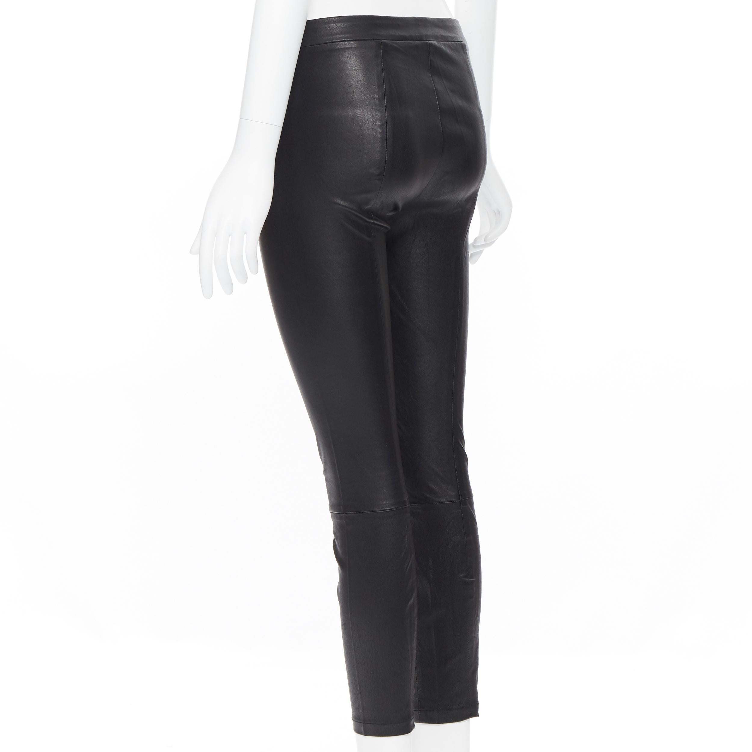 VINCE 100% leather classic black minimal stretchy skinny leg pants XS 2